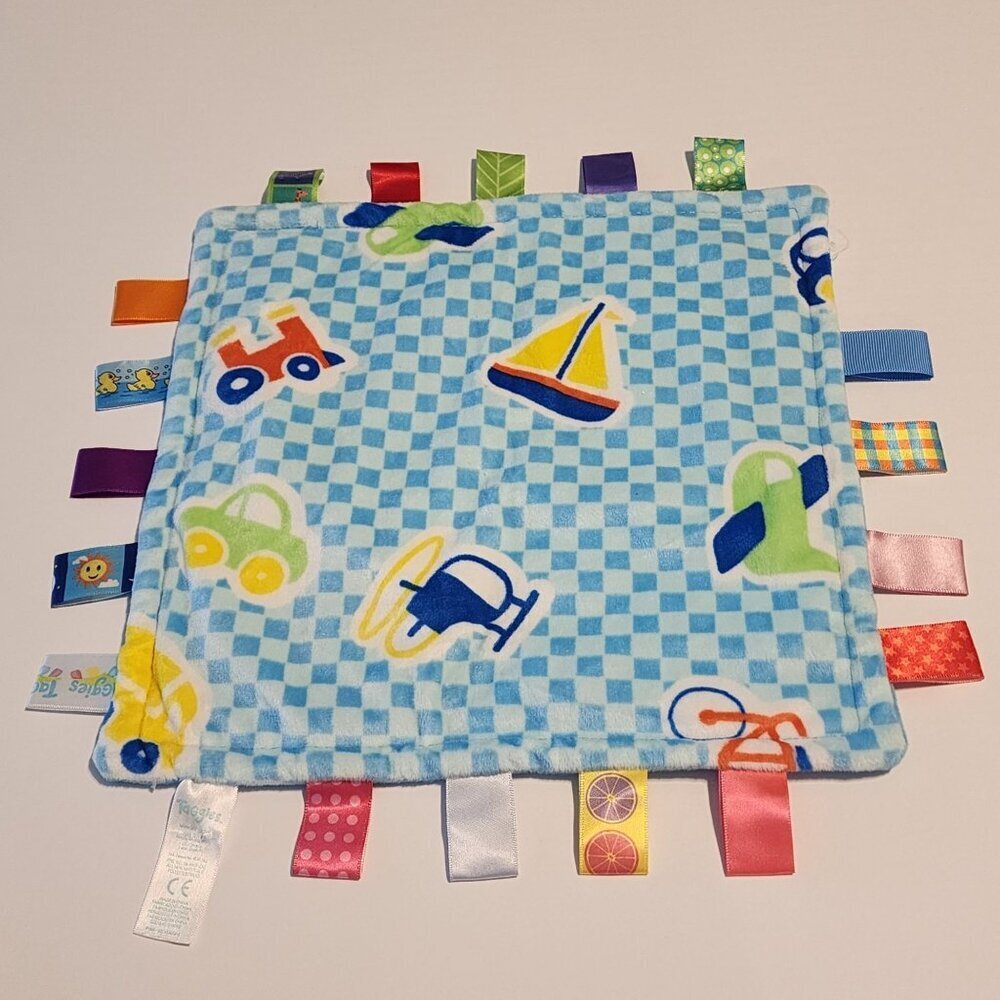 Taggies blue lovey security blanket car boat helicopter airplane